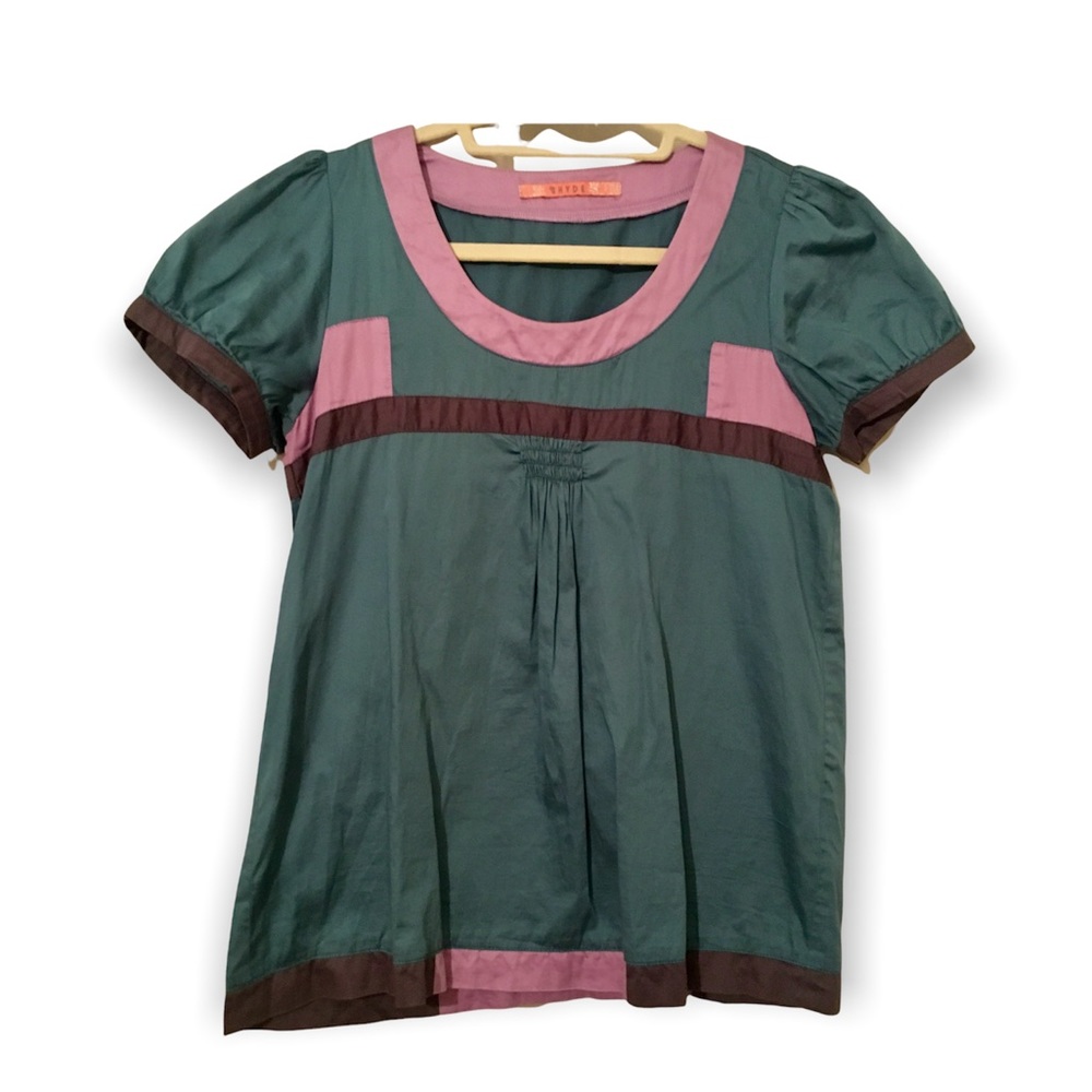 Shyde teal and purple color-block Short Sleeve top